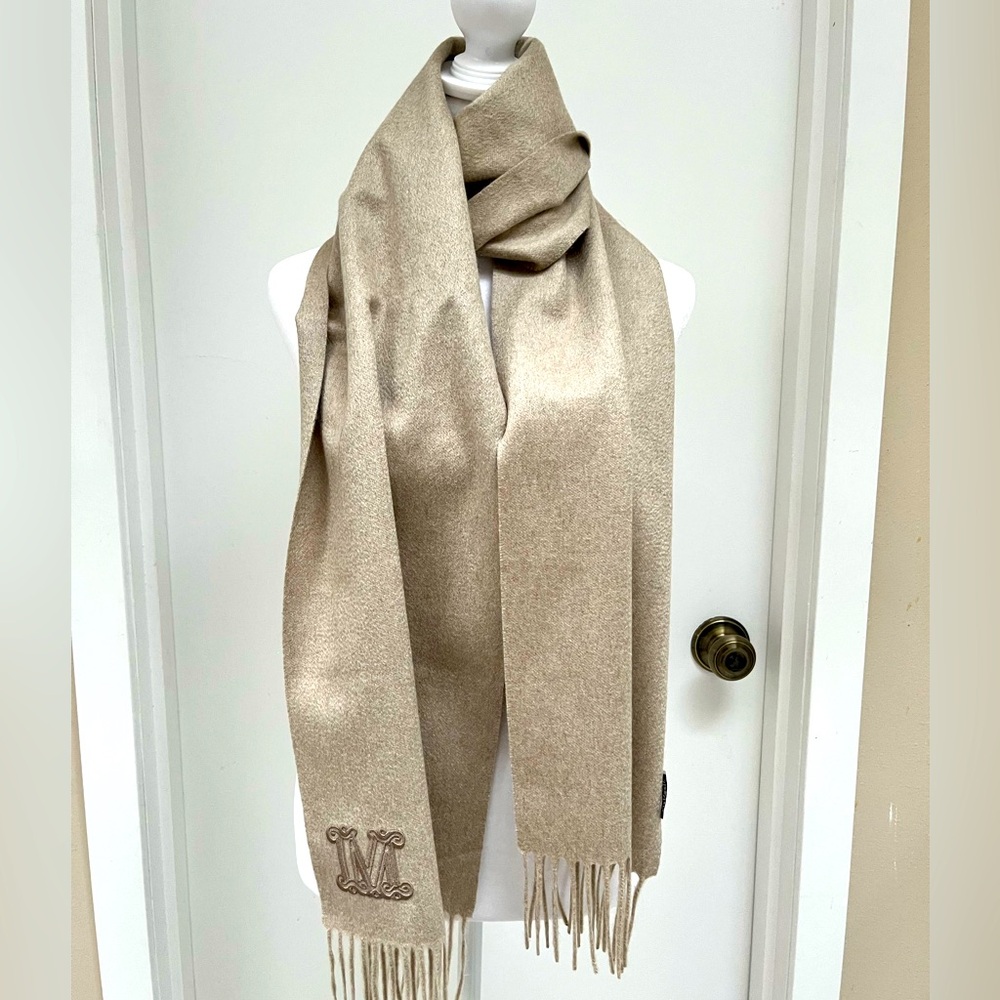 MaxMara Cashmere stole with monogram embroidery